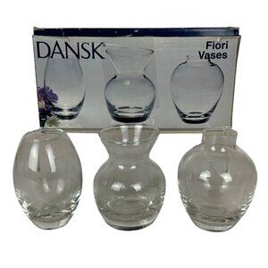 Set Of 3 Dansk Fiori Clear Glass Mini Vases For Flowers Fresh Herbs Original Box